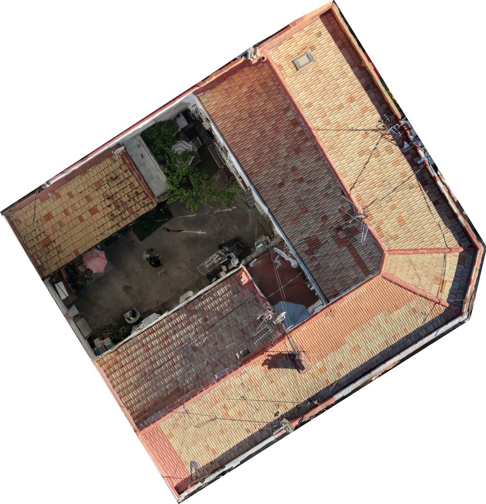 Roof orthophoto, ~2 mm/pixel